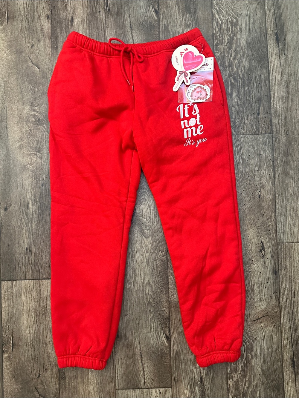Forever 21 Sherpa Lined Winter Sweatpants Women’s Size L Red